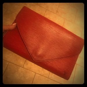 Louis Vuitton red Epi Leather Art Deco clutch